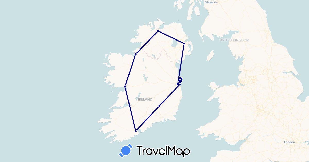 TravelMap itinerary: driving in United Kingdom, Ireland (Europe)